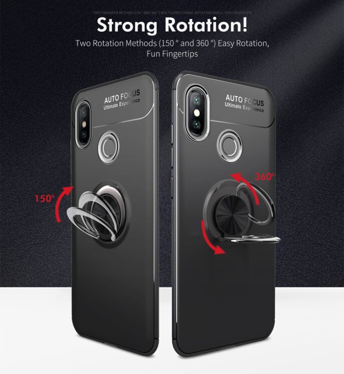 Чехол с магнитным кольцом UniCase Magnetic Ring для Xiaomi Mi 8 - Black / Red: фото 10 из 13