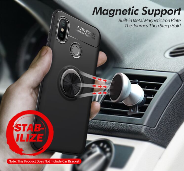 Чехол с магнитным кольцом UniCase Magnetic Ring для Xiaomi Mi 8 - Black / Red: фото 11 из 13