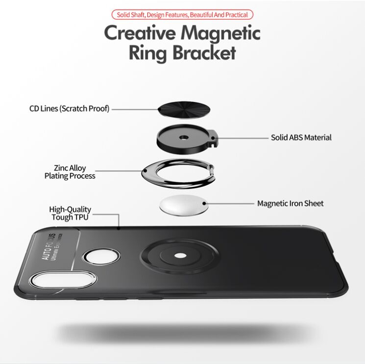 Чехол с магнитным кольцом UniCase Magnetic Ring для Xiaomi Mi 8 - Black / Red: фото 12 из 13