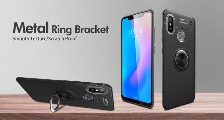 Чехол с магнитным кольцом UniCase Magnetic Ring для Xiaomi Mi 8 - Black / Red: фото 3 из 13