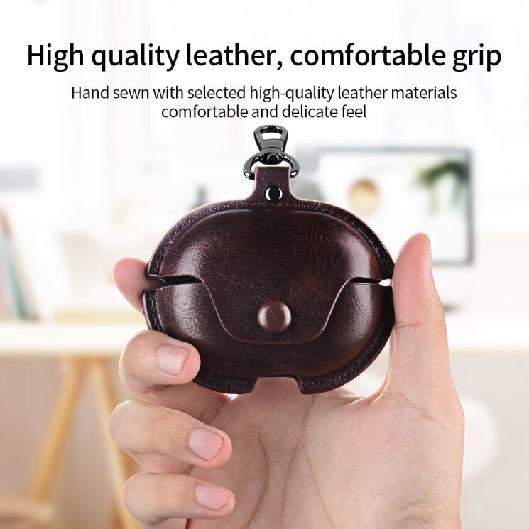 Защитный чехол UniCase Retro Cover для Huawei FreeBuds Pro 5 / Pro 4 / Pro 3 - Dark Brown: фото 2 из 12