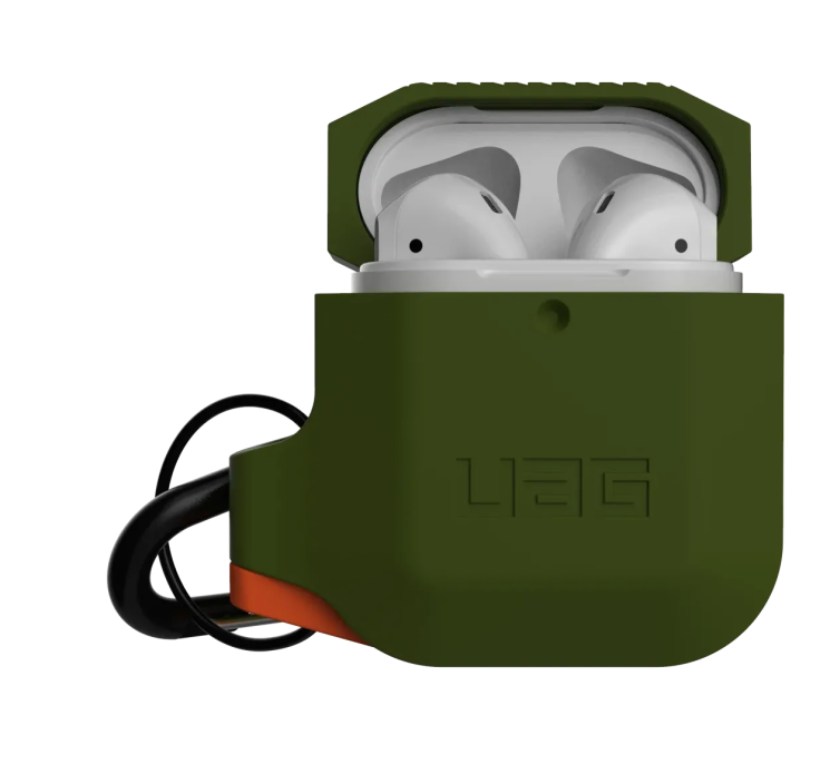 Защитный чехол URBAN ARMOR GEAR (UAG) Silicone для Apple AirPods 1 / 2 - Olive Drab/Orange: фото 2 из 14