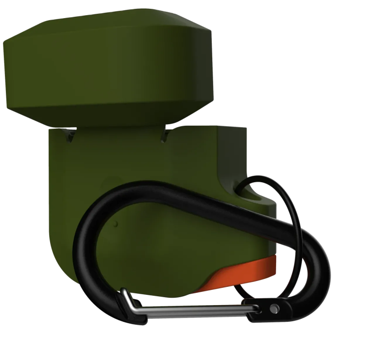 Защитный чехол URBAN ARMOR GEAR (UAG) Silicone для Apple AirPods 1 / 2 - Olive Drab/Orange: фото 5 из 14