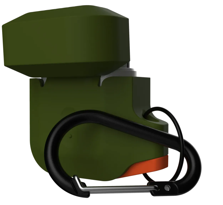 Защитный чехол URBAN ARMOR GEAR (UAG) Silicone для Apple AirPods 1 / 2 - Olive Drab/Orange: фото 6 из 14