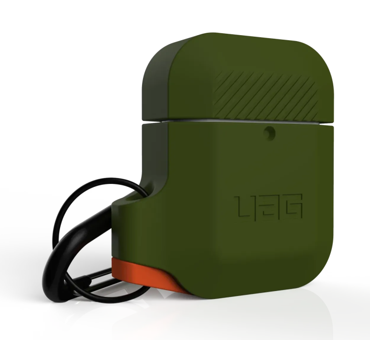 Защитный чехол URBAN ARMOR GEAR (UAG) Silicone для Apple AirPods 1 / 2 - Olive Drab/Orange: фото 4 из 14