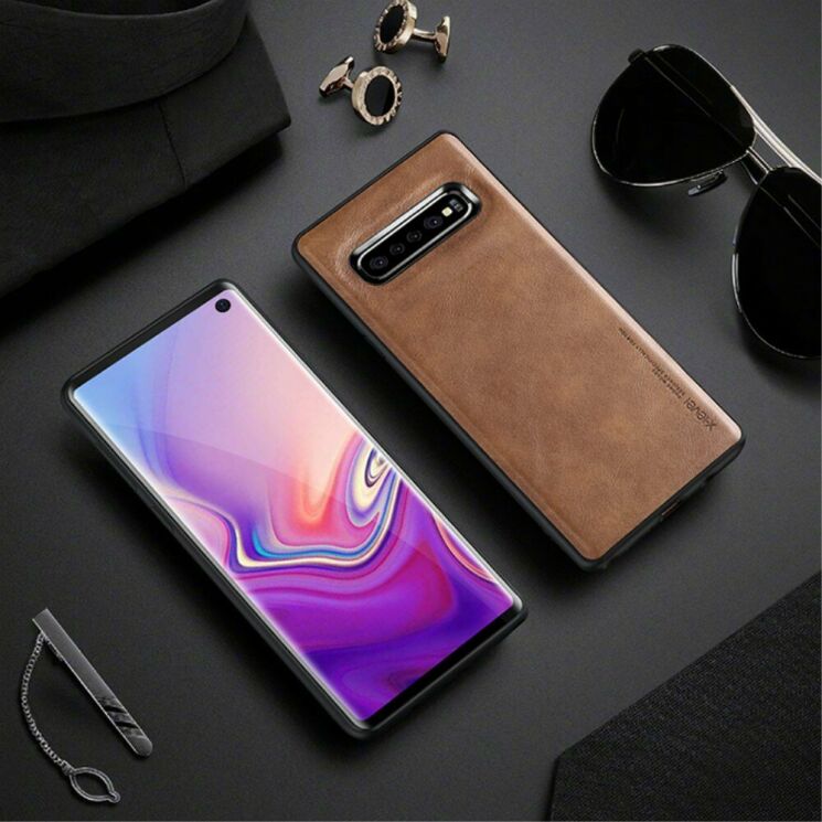 Защитный чехол X-LEVEL Leather Back Cover для Samsung Galaxy S10 Plus (G975) - Brown: фото 1 из 10