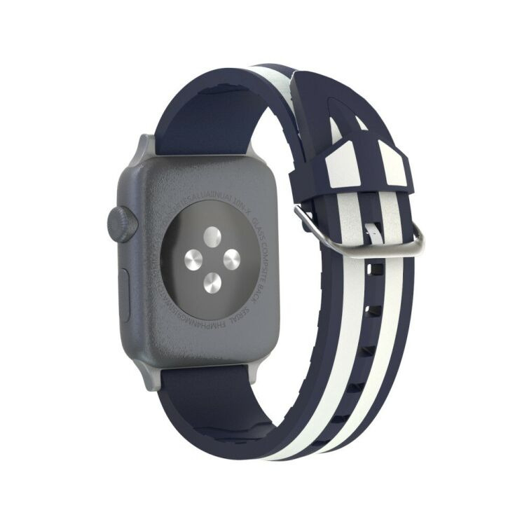 Ремешок UniCase Soft Strap для Apple Watch 42 (Series 10/11) / 41 / 40 / SE 40 / 38 - Dark Blue / White: фото 3 из 5