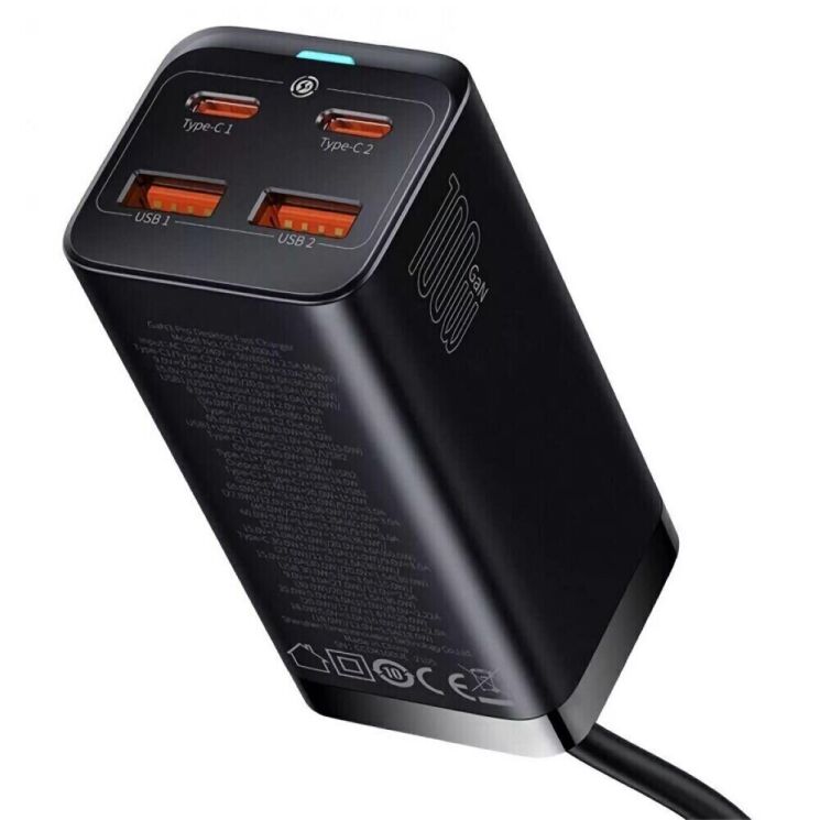 Сетевое зарядное устройство Baseus GaN3 Pro Desktop Fast Charger 2U+2C (100W) CCGP000101 - Black: фото 4 из 30
