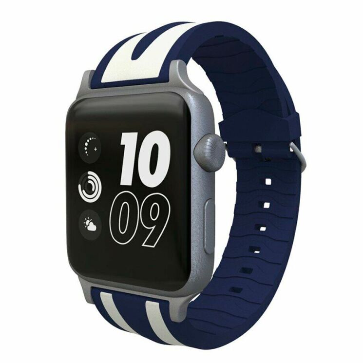 Ремешок UniCase Soft Strap для Apple Watch 42 (Series 10/11) / 41 / 40 / SE 40 / 38 - Dark Blue / White: фото 1 из 5