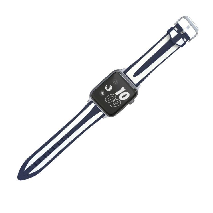 Ремешок UniCase Soft Strap для Apple Watch 42 (Series 10/11) / 41 / 40 / SE 40 / 38 - Dark Blue / White: фото 4 из 5