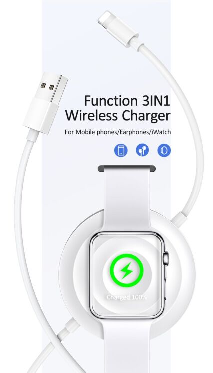 Беспроводное зарядное устройство USAMS US-CC096 + кабель Lightning - Black: фото 3 из 15