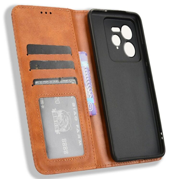 Чехол Deexe Retro Style для Realme GT 7 Pro - Brown: фото 4 из 7