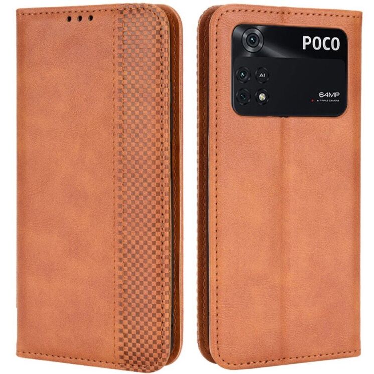 Чехол Deexe Retro Style для Xiaomi Poco M4 Pro 4G - Brown: фото 1 из 9