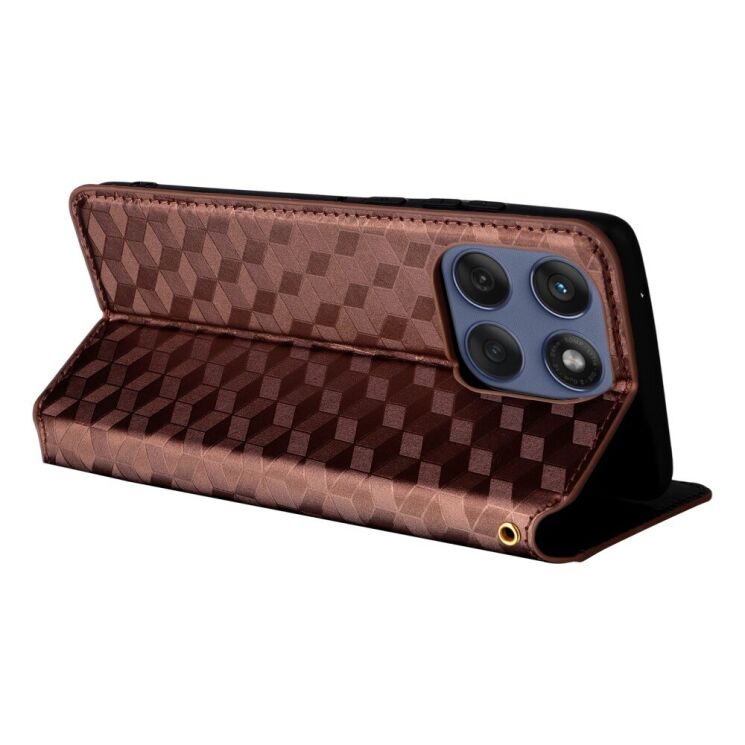 Чехол Deexe Rhombus Book для Motorola Edge 60 / Edge 60 Fusion - Brown: фото 5 из 10