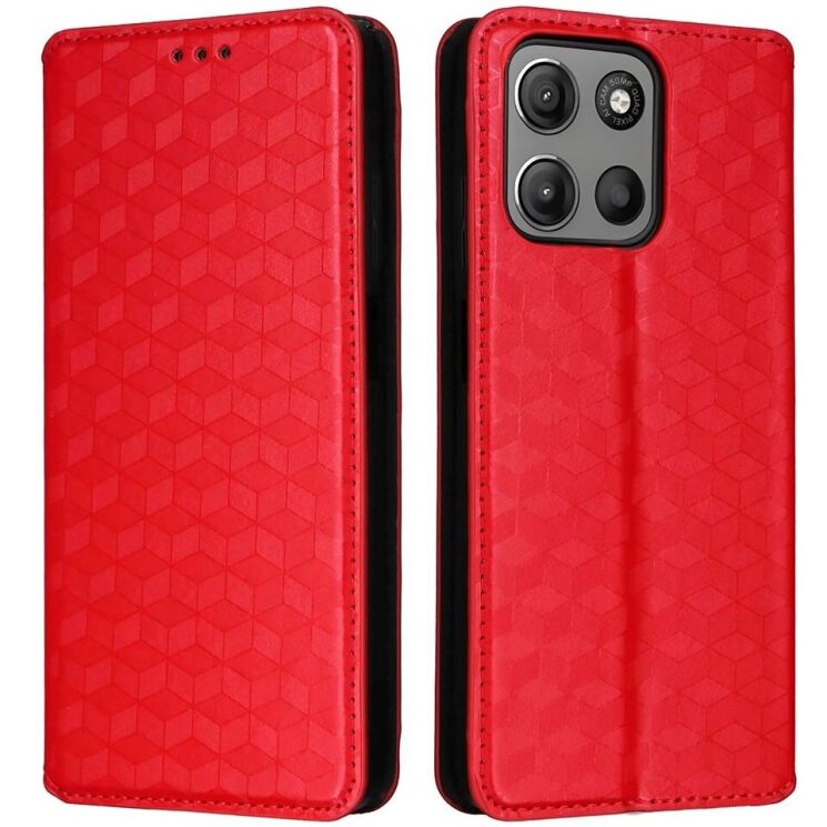 Чехол Deexe Rhombus Book для Motorola Moto G15 / G15 Power - Red: фото 1 из 10