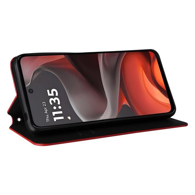 Чехол Deexe Rhombus Book для Motorola Moto G15 / G15 Power - Red: фото 3 из 10