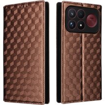 Чехол Deexe Rhombus Book для Xiaomi Poco F9 Ultra - Brown: фото 1 из 10