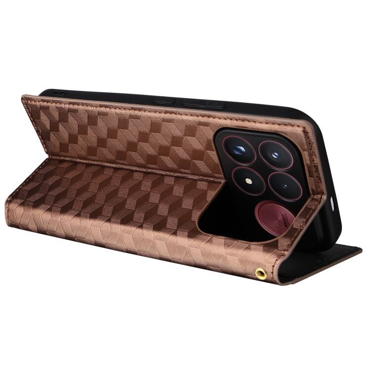 Чехол Deexe Rhombus Book для Xiaomi Poco F9 Ultra - Brown (430113Z) Чехол Deexe Rhombus Book для Xiaomi Poco F9 Ultra - Brown: фото 5 из 10