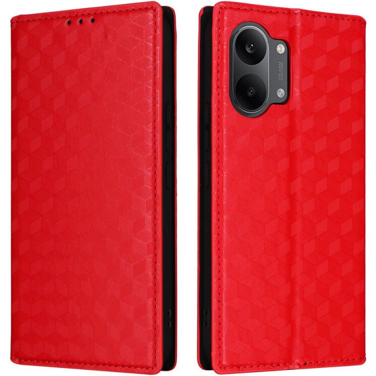 Чохол Deexe Rhombus Book для Xiaomi Poco X8 Pro Max - Red: фото 1 з 9
