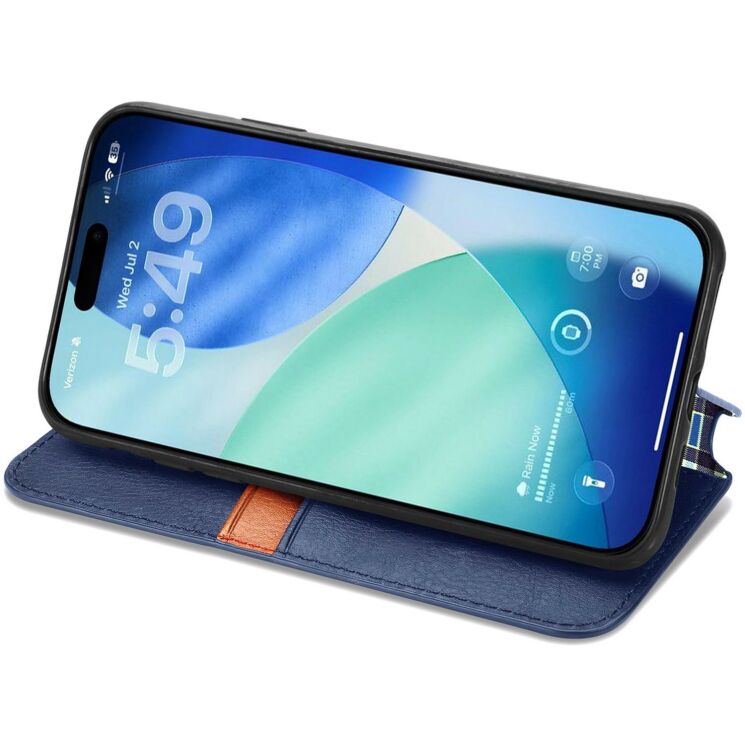 Чохол Deexe Rhombus Wallet для iPhone 18 Pro Max / 17 Pro Max - Blue: фото 3 з 6