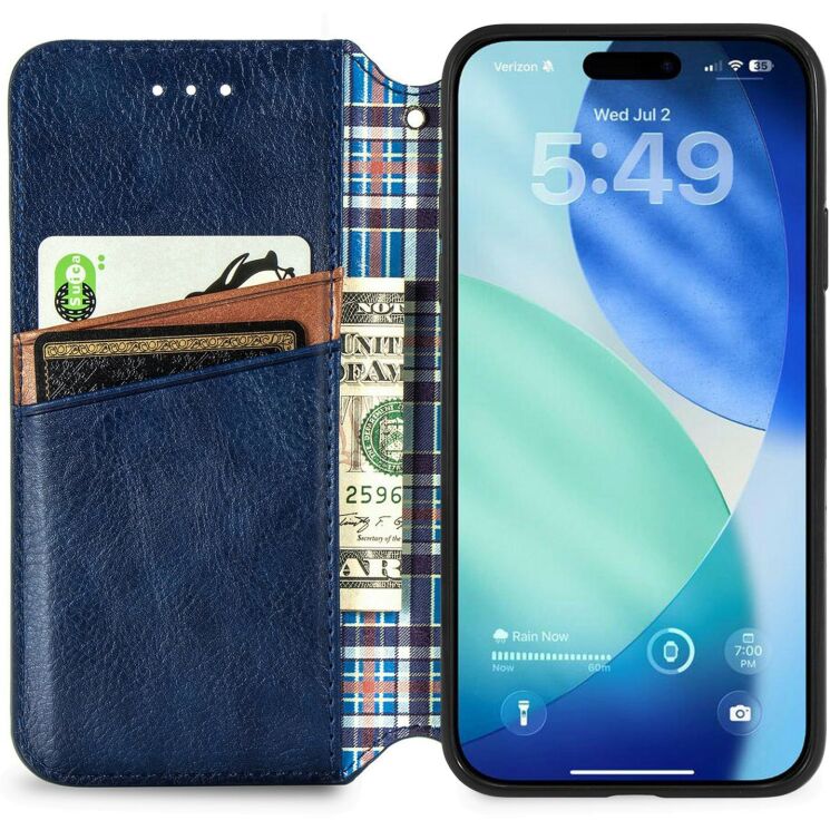 Чохол Deexe Rhombus Wallet для iPhone 18 Pro Max / 17 Pro Max - Blue: фото 2 з 6