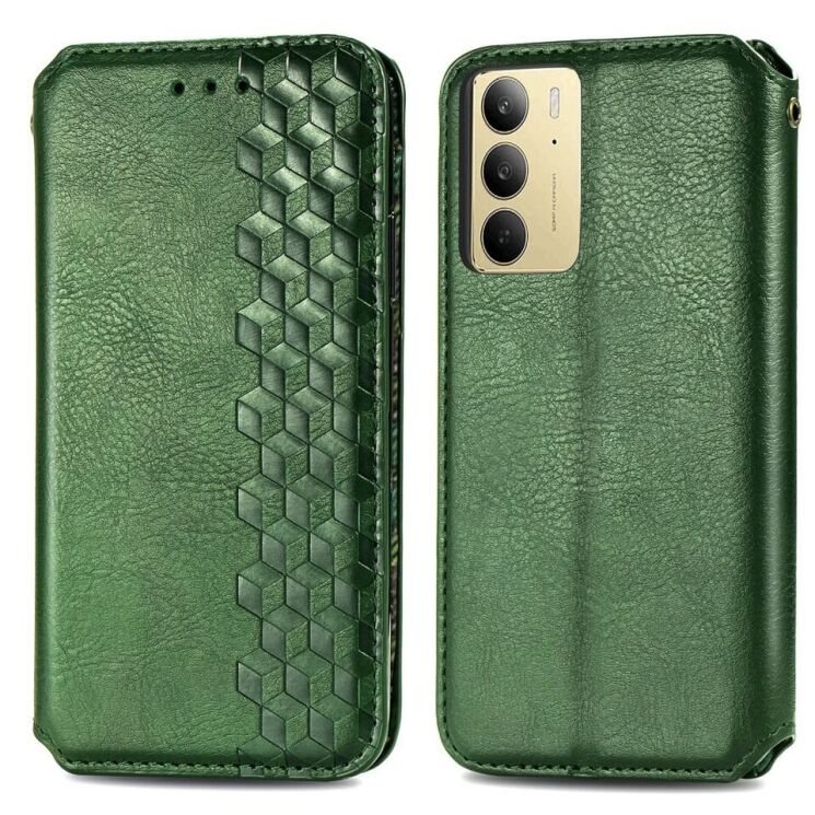 Чехол Deexe Rhombus Wallet для Realme C75 - Green: фото 2 из 9