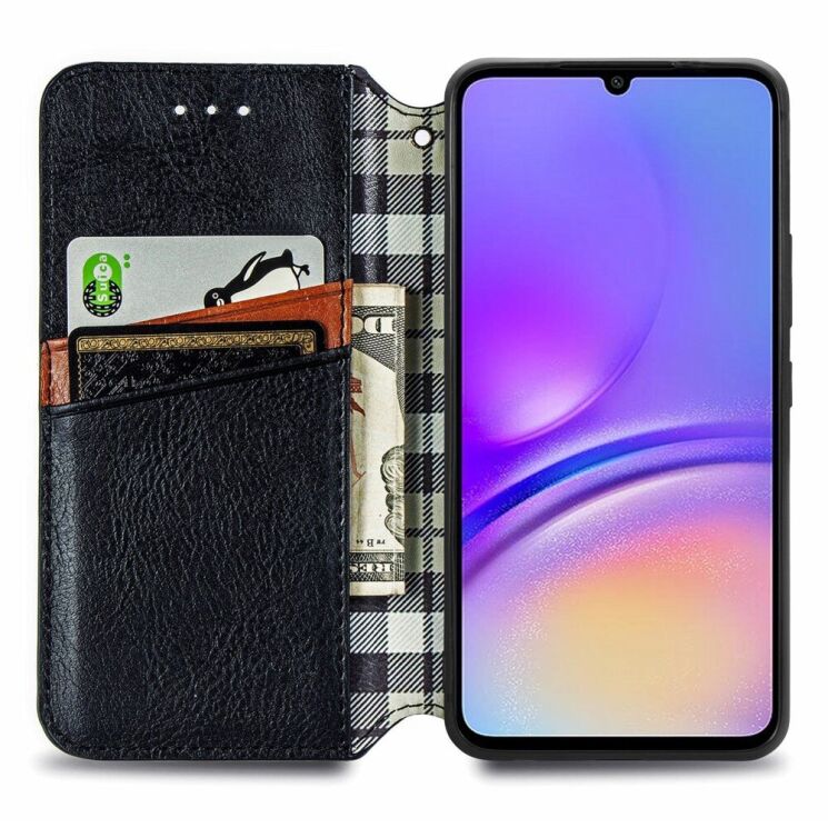 Чехол Deexe Rhombus Wallet для Samsung Galaxy A06 (A065) - Black: фото 2 из 6