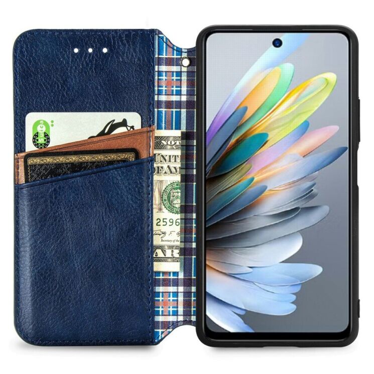 Чехол Deexe Rhombus Wallet для ZTE Blade A75 - Blue: фото 2 из 9