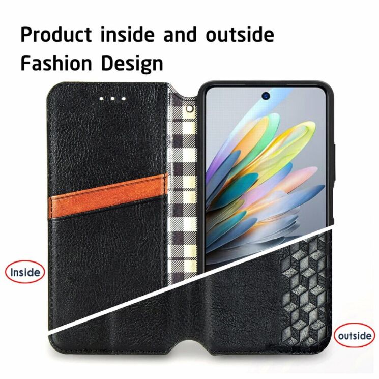 Чехол Deexe Rhombus Wallet для ZTE Blade A75 - Blue: фото 9 из 9