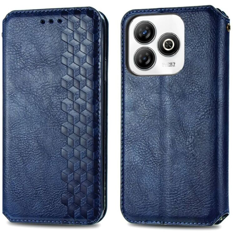 Чехол Deexe Rhombus Wallet для ZTE Blade A75 - Blue: фото 1 из 9