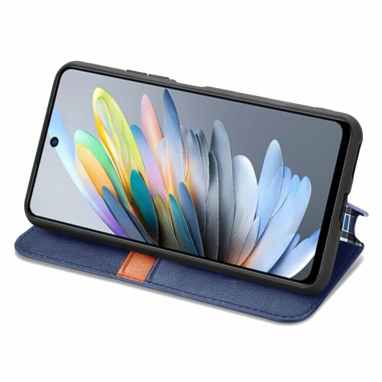 Чехол Deexe Rhombus Wallet для ZTE Blade A75 - Blue: фото 3 из 9