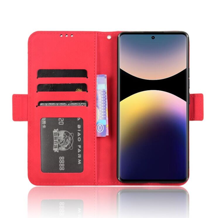 Чехол Deexe Wallet Stand для Xiaomi Redmi Note 14 Pro - Red: фото 3 из 7