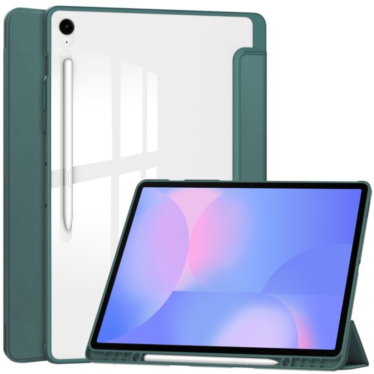 Чехол-книжка Deexe Crystal Back для Samsung Galaxy Tab S10 FE Plus - Green: фото 1 из 8