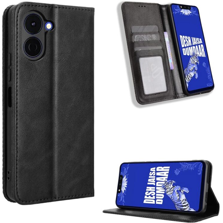 Чохол-книжка Deexe Retro Style для TECNO Spark Go 3 - Black: фото 2 з 20