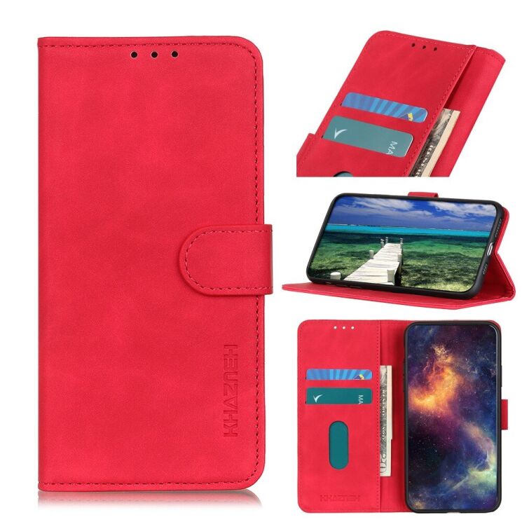 Чехол-книжка KHAZNEH Retro Wallet для Motorola Edge 20 - Red: фото 1 из 10