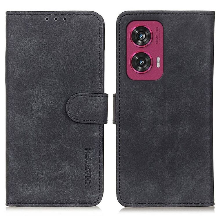 Чохол-книжка KHAZNEH Retro Wallet для Motorola Edge 50 Fusion - Black: фото 1 з 9
