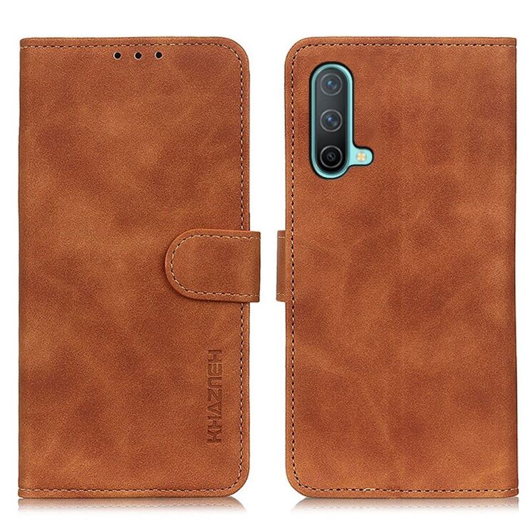Чехол-книжка с застежкой KHAZNEH Retro Wallet для OnePlus Nord CE - Brown: фото 1 из 11