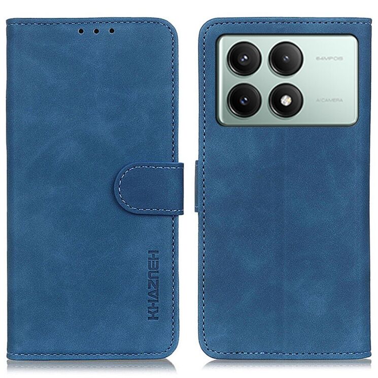 Чехол-книжка KHAZNEH Retro Wallet для Xiaomi Poco X6 Pro - Blue: фото 1 из 9