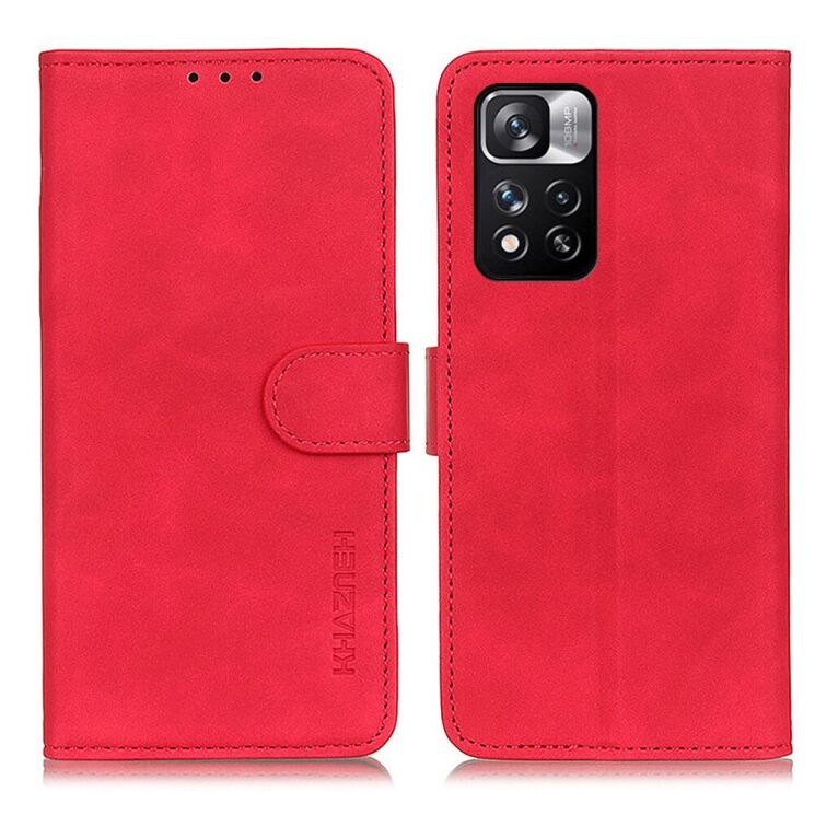 Чохол-книжка з застібкою KHAZNEH Retro Wallet для Xiaomi Redmi Note 11 Pro (Chinese) / Note 11 Pro+ - Red: фото 1 з 8