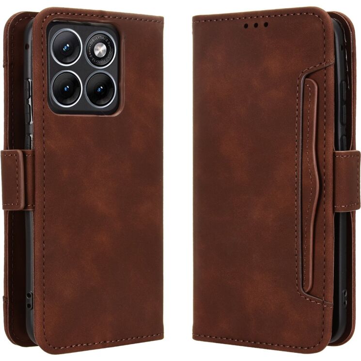Чехол-книжка с карманами Deexe Wallet Stand для Motorola Edge 70 Fusion - Brown: фото 1 из 15
