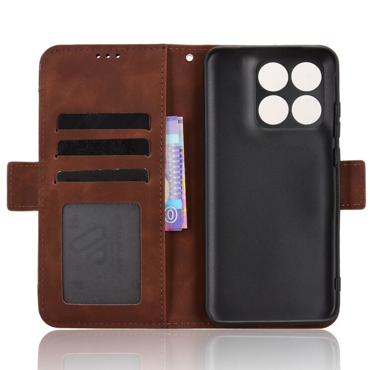Чехол-книжка с карманами Deexe Wallet Stand для Motorola Edge 70 Fusion - Brown: фото 4 из 15