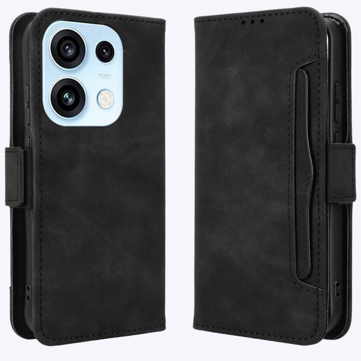 Чехол-книжка с карманами Deexe Wallet Stand для OPPO Reno 16 / 16 Pro - Black: фото 1 из 17