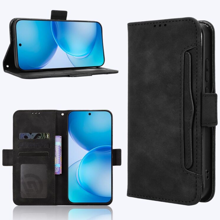 Чехол-книжка с карманами Deexe Wallet Stand для OPPO Reno 16 / 16 Pro - Black: фото 8 из 17