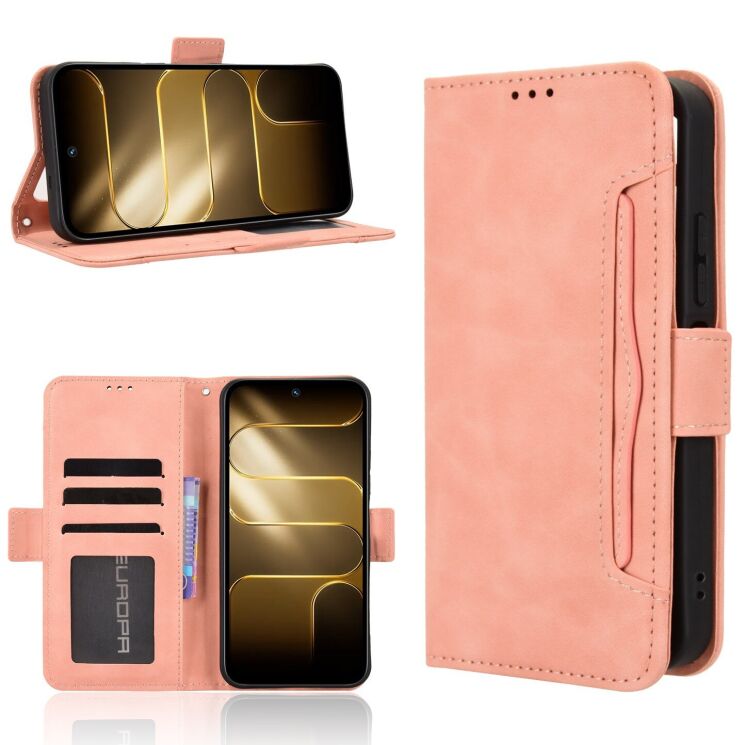 Чехол-книжка с карманами Deexe Wallet Stand для TECNO Spark 50 - Pink: фото 8 из 17