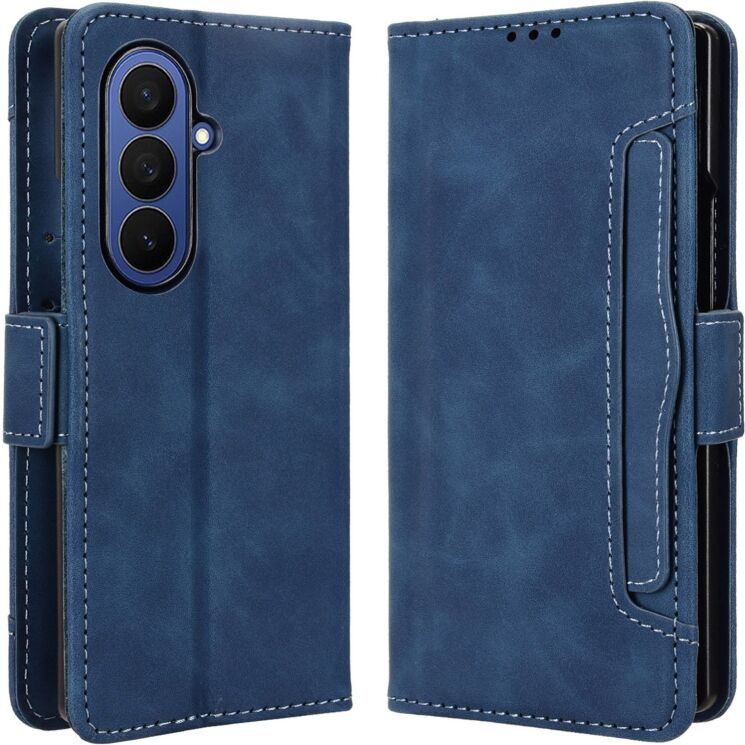 Чехол-книжка с карманами Deexe Wallet Stand (FF) для Samsung Galaxy Fold 8 Ultra - Blue: фото 1 из 8