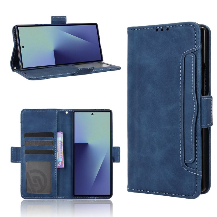 Чехол-книжка с карманами Deexe Wallet Stand (FF) для Samsung Galaxy Fold 8 Ultra - Blue: фото 8 из 8