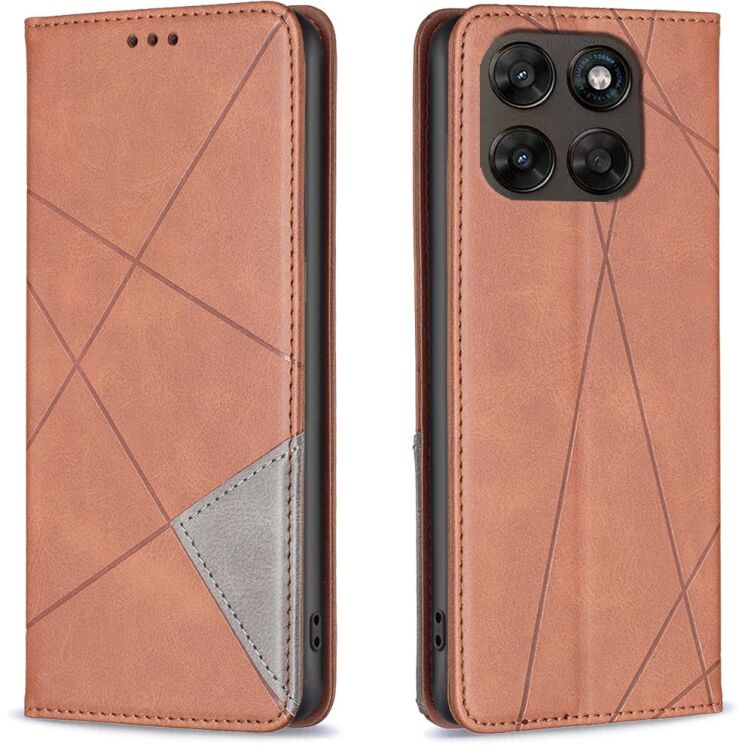 Чохол-книжка з кишеньками UniCase Geometric Pattern для Motorola Moto G77 - Brown: фото 1 з 10