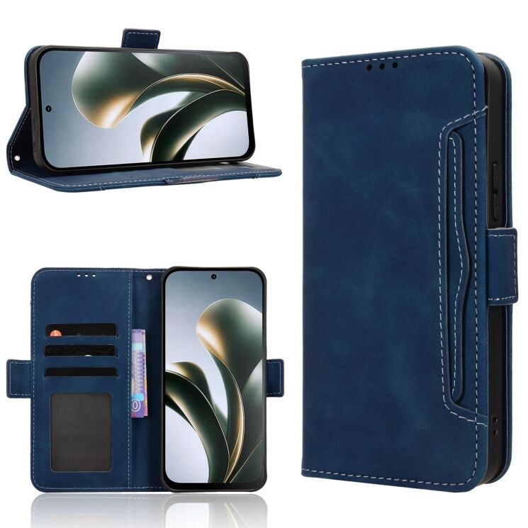 Чехол-книжка с кармашками Deexe Wallet Stand для Xiaomi Poco C95 Pro - Blue: фото 8 из 15