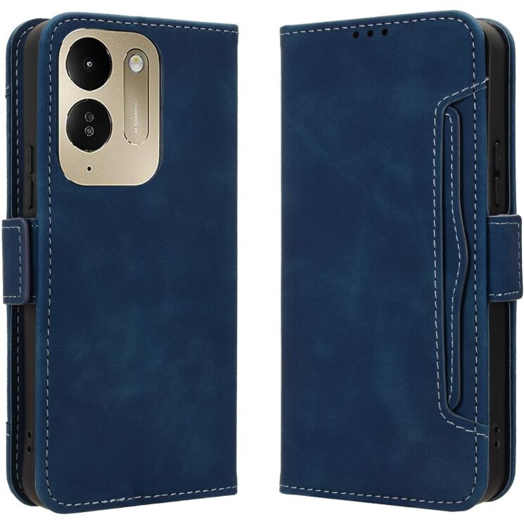 Чехол-книжка с кармашками Deexe Wallet Stand для Xiaomi Poco C95 Pro - Blue: фото 1 из 15