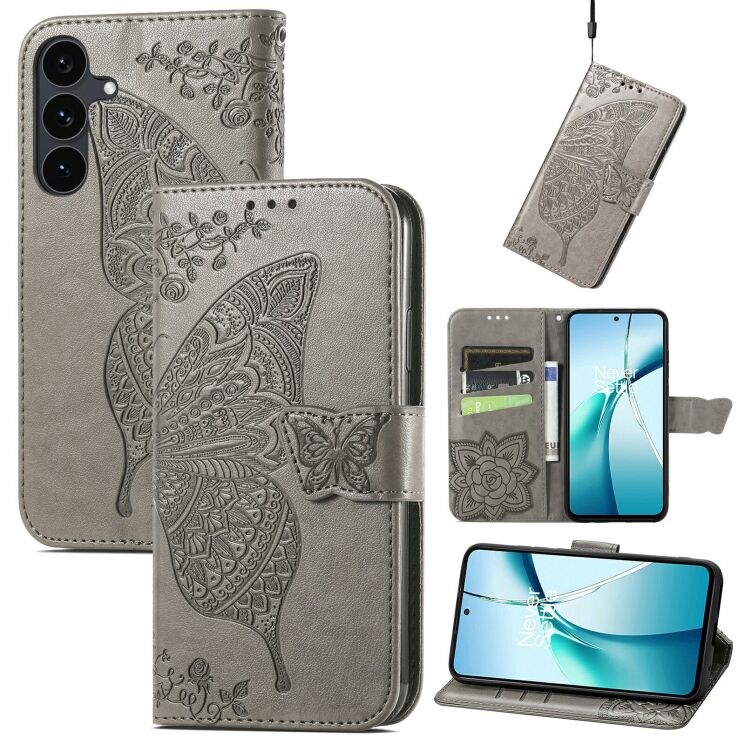 Чехол-книжка с рисунком UniCase Butterfly Pattern для Samsung Galaxy S26 FE - Grey: фото 4 из 6